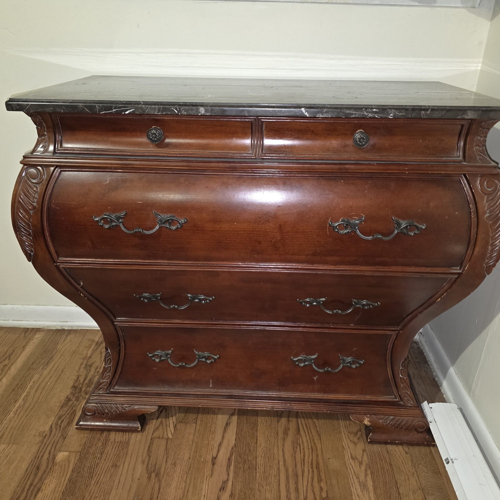 Bombay Mahogany Chest with Black Marble Top